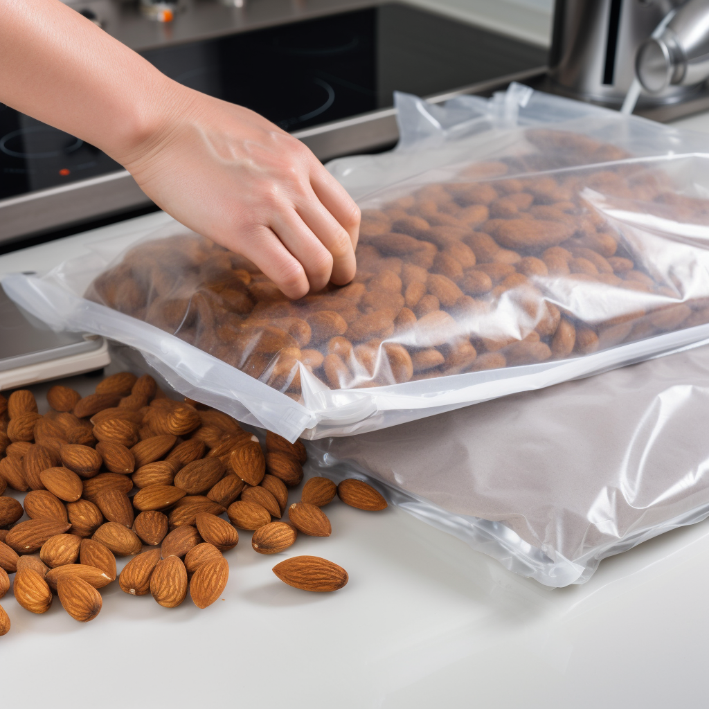 Vacuum sealing almonds