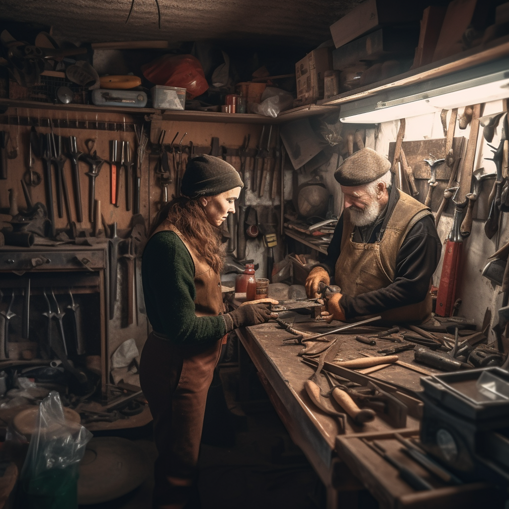 Woman and her father making DIY Homemade Survival Weapons.