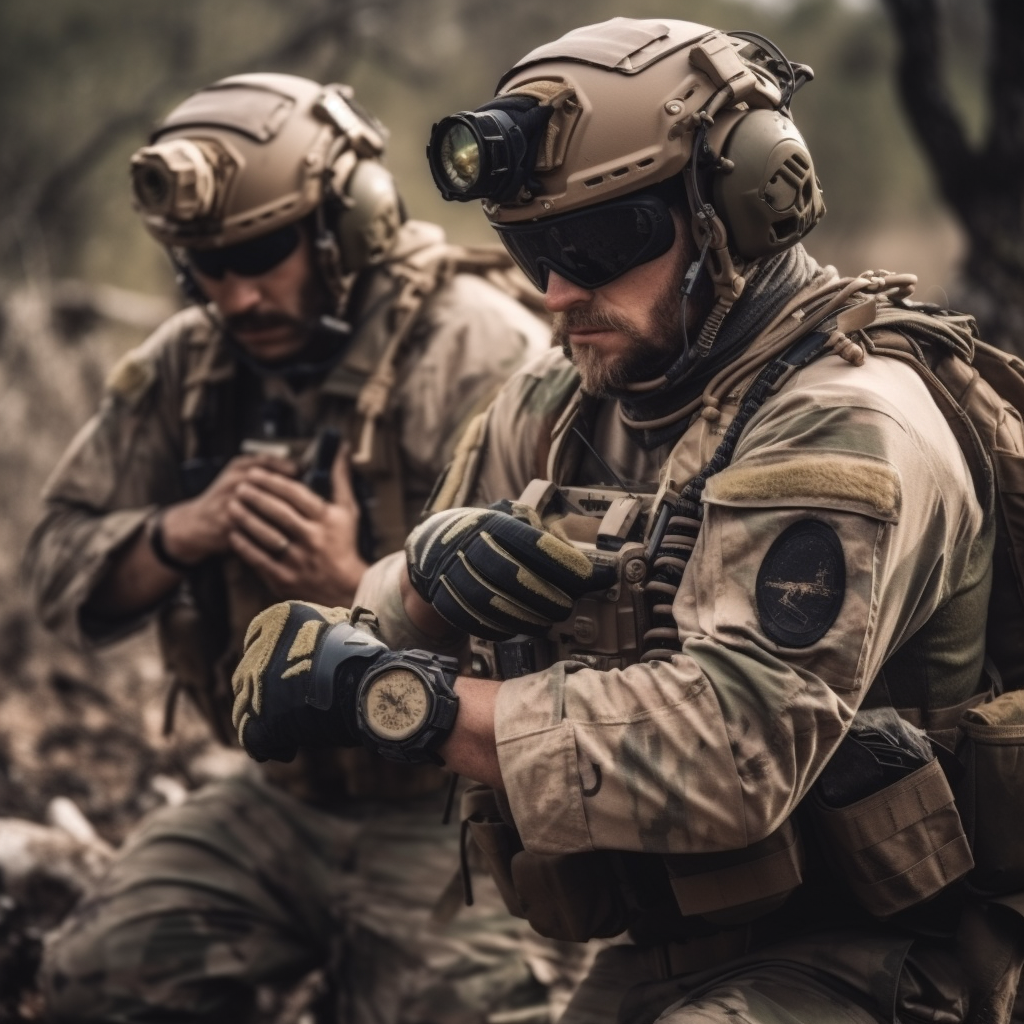 Military wearing a survival watch.