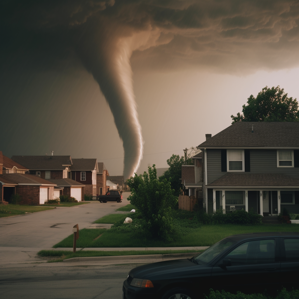 Tornado heading towards a neighborhood.