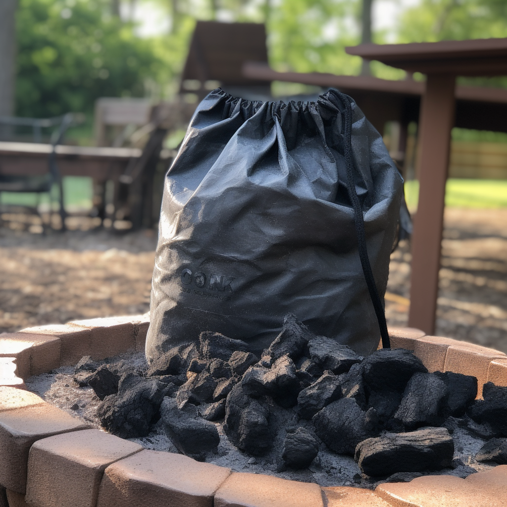 Photo of a bag of charcoal outside. Comparing the uses of charcoal vs. activated charcoal.