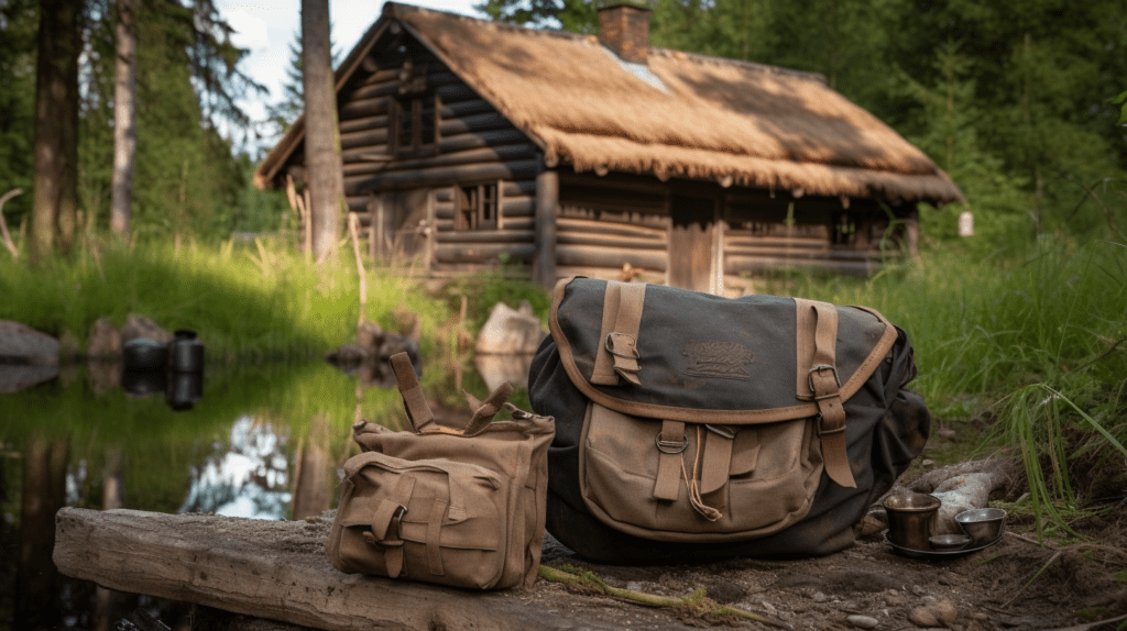 Bushcraft pouch sitting next to a bag.