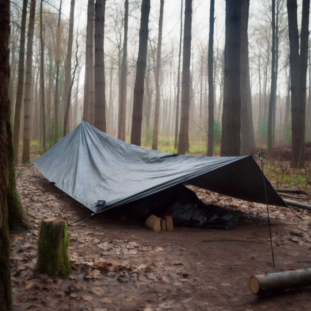 Image of a shelter in the woods.