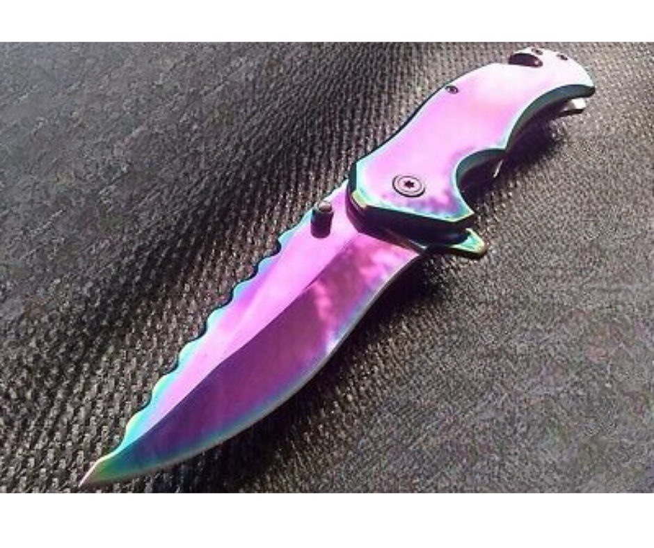 Photo of Razor Tactical Survival Knife Series with colorful design.
