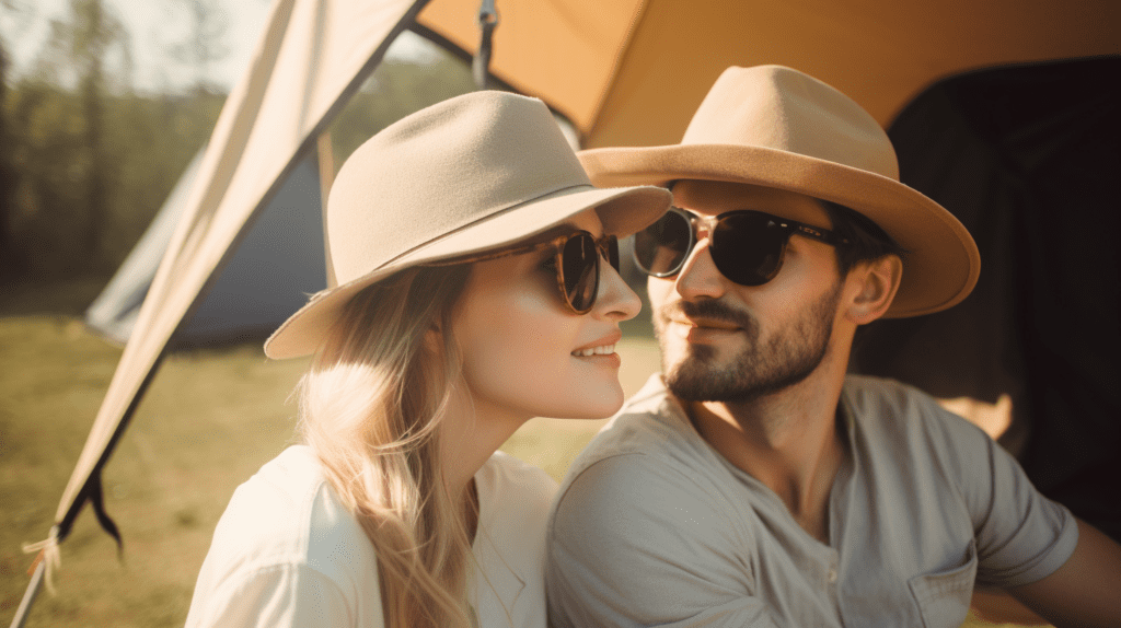 Couple in hats.