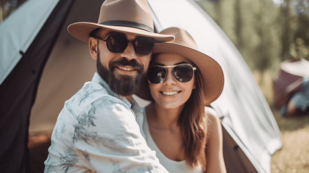 Couple wearing hats.