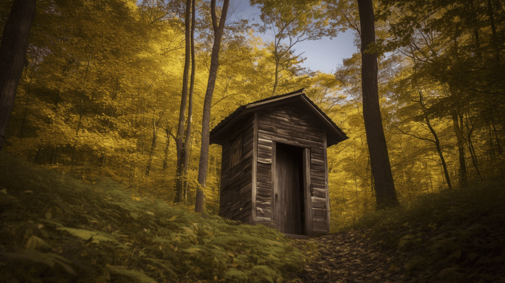 Photo of an outhouse.