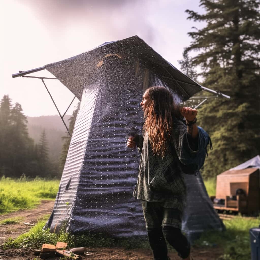 Photo of an idea for an off grid shower.