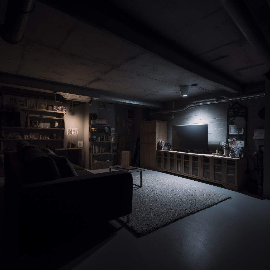 Photo of a basement.