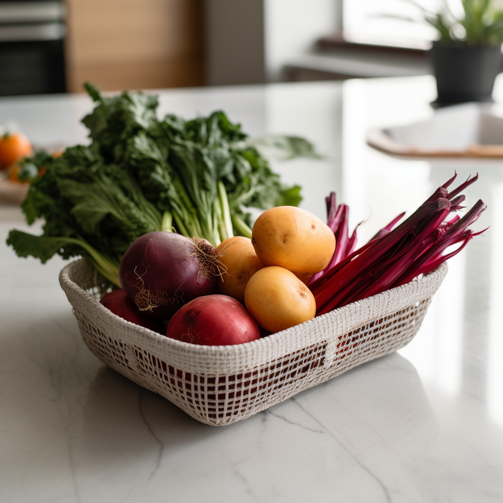 Photo of a basket of veggies.