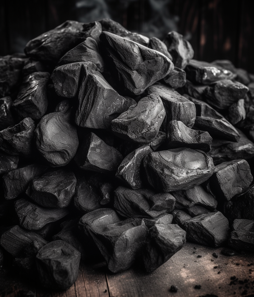 Photo of charcoal nuggets.