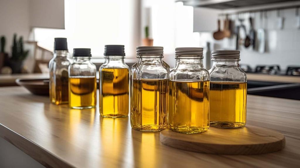 Photo of home made cooking oils.