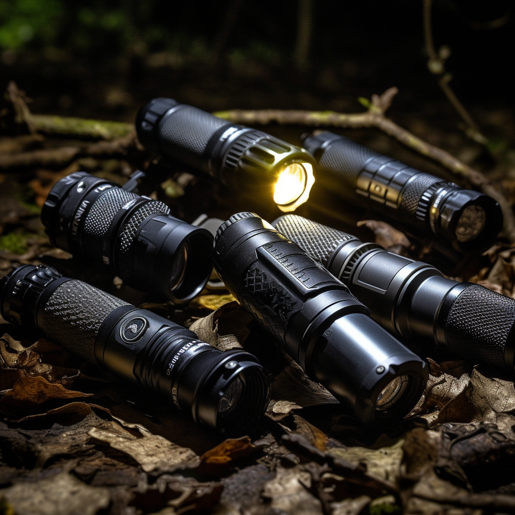 A variety of flashlights.