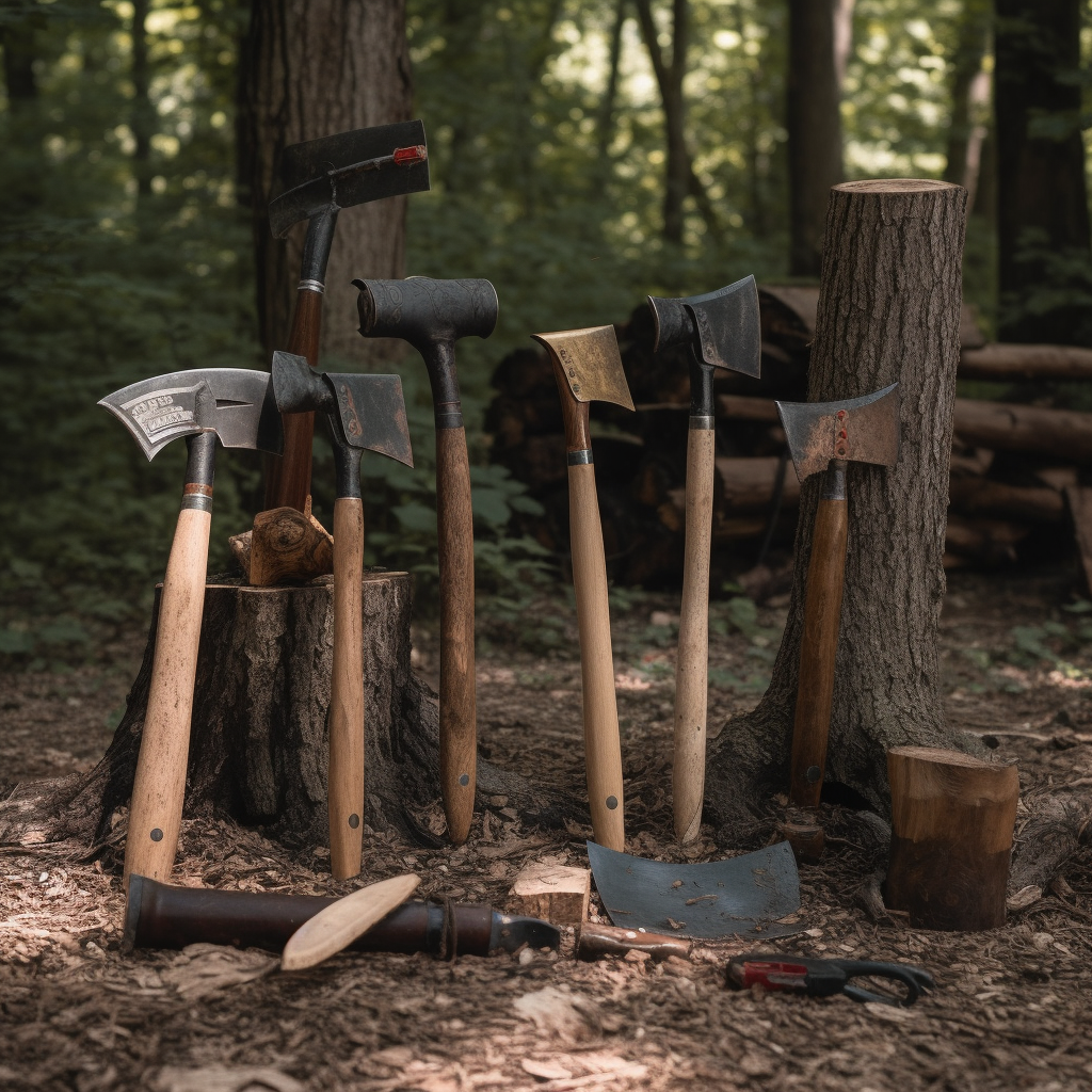 Variety of tomahawks and axes.