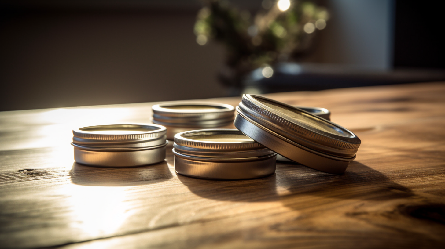 Image of some bushcraft furniture salve on a table.