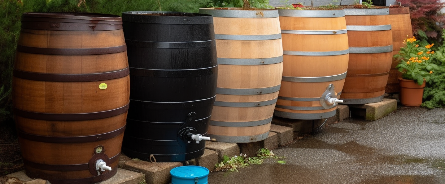 Photo of rain barrels.